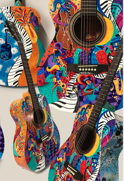 Custom guitar điện với màu sơn và ngoại hình cá nhân hóa