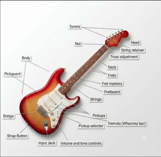 kiểm tra cấu tạo guitar điện cũ trước khi mua