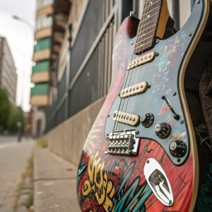 Guitar garaffiti phong cách street art