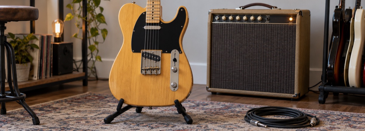 Tele-style guitar điện tiếng sáng rõ nốt