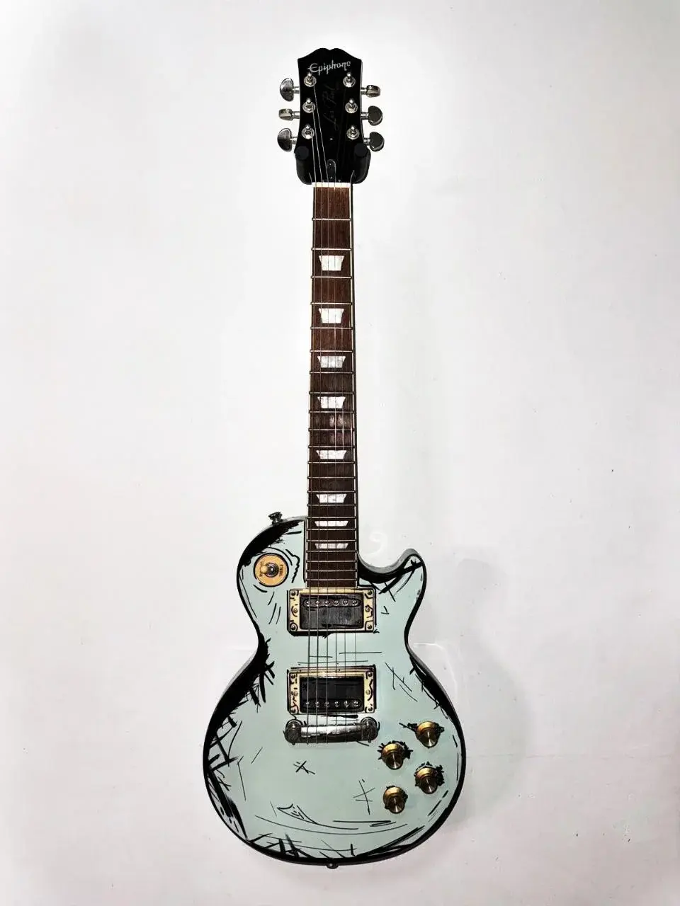 Guitar custom kiểu cel-shading truyện tranh 2D mặt trước